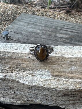 Native American Sterling Silver Ring with Tigers Eye